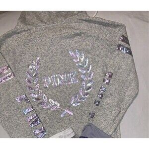Vintage Victoria’s Secret PINK Iridescent Lavender Sequin Hoodie Y2K Size Large